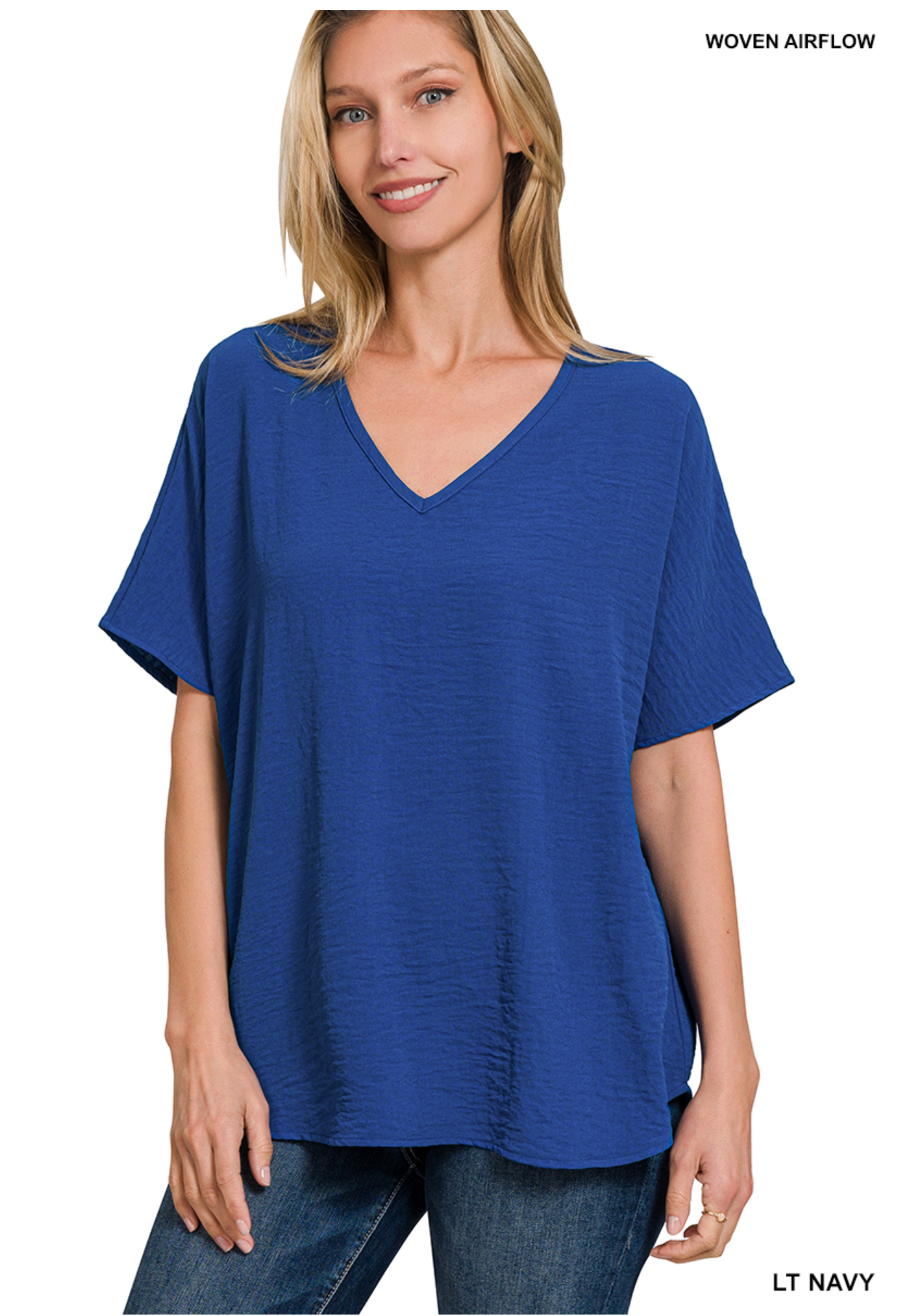 Zenana  Unrolled Woven Sleeve Top