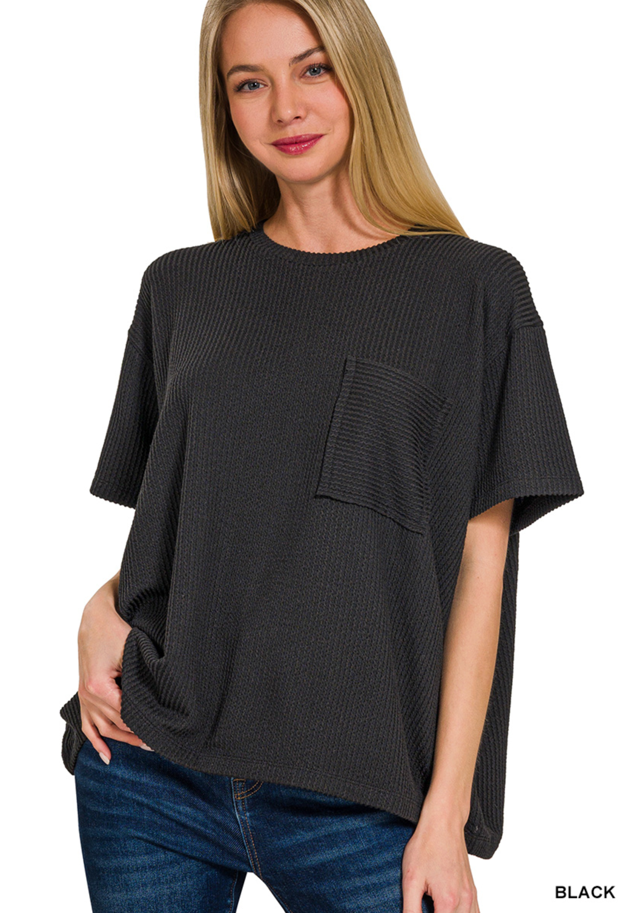 Rib Short sleeve pocket Tee