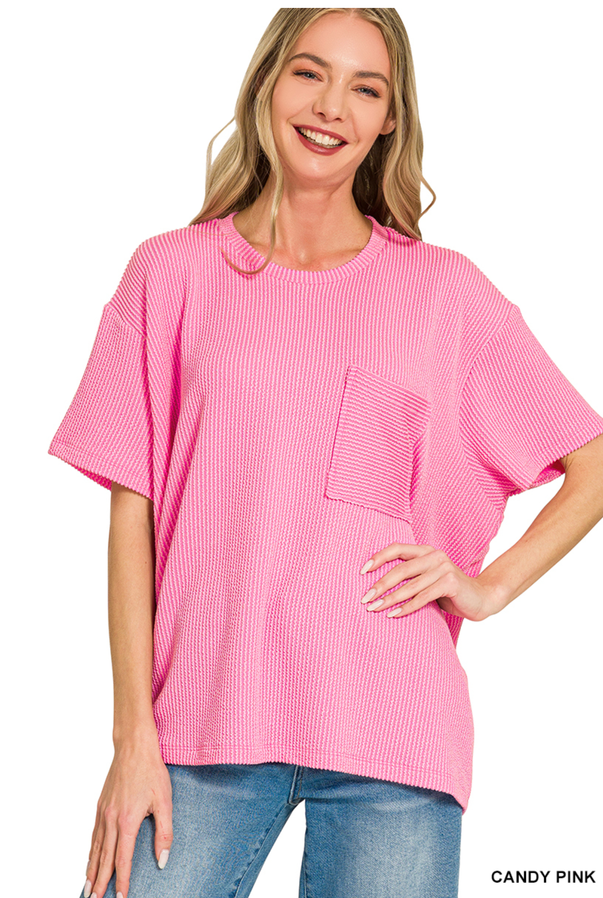 Rib Short sleeve pocket Tee