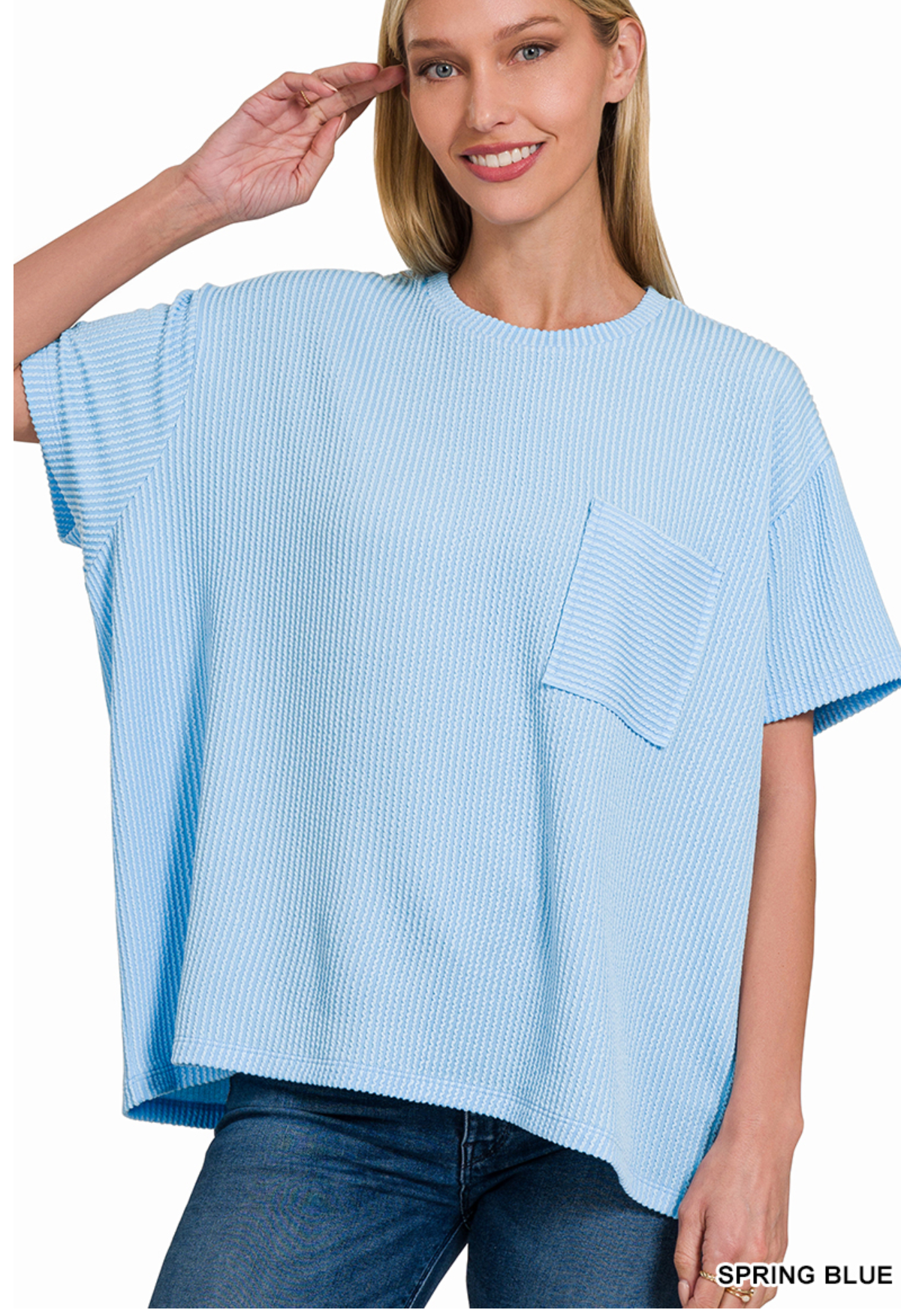Rib Short sleeve pocket Tee