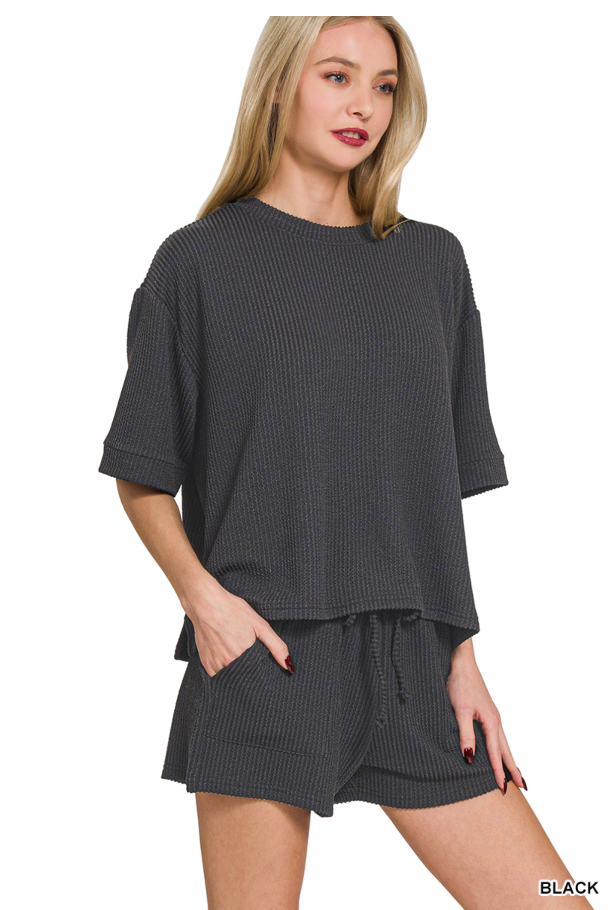 Rib shorts set