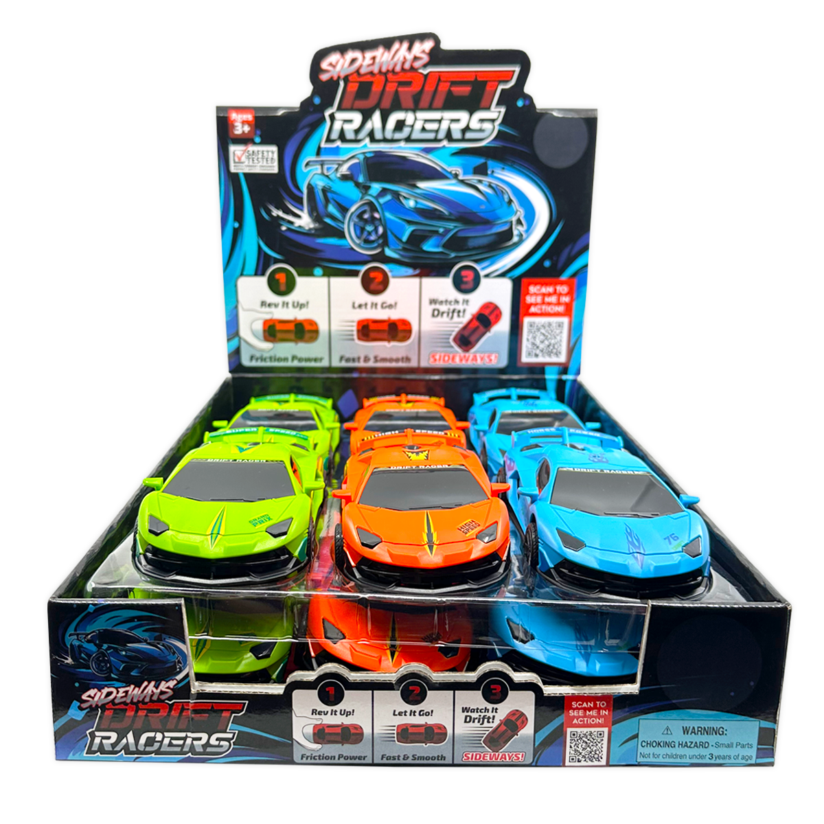 Sideways Drift Racers Friction Car Assortment - 12/Display