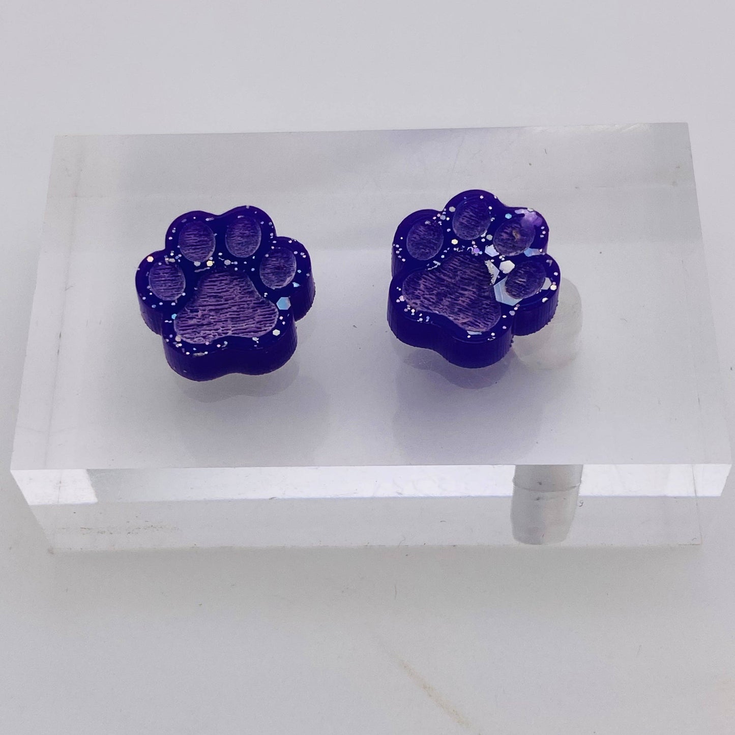 Game Day Glitter Acrylic School Spirit Paw Studs