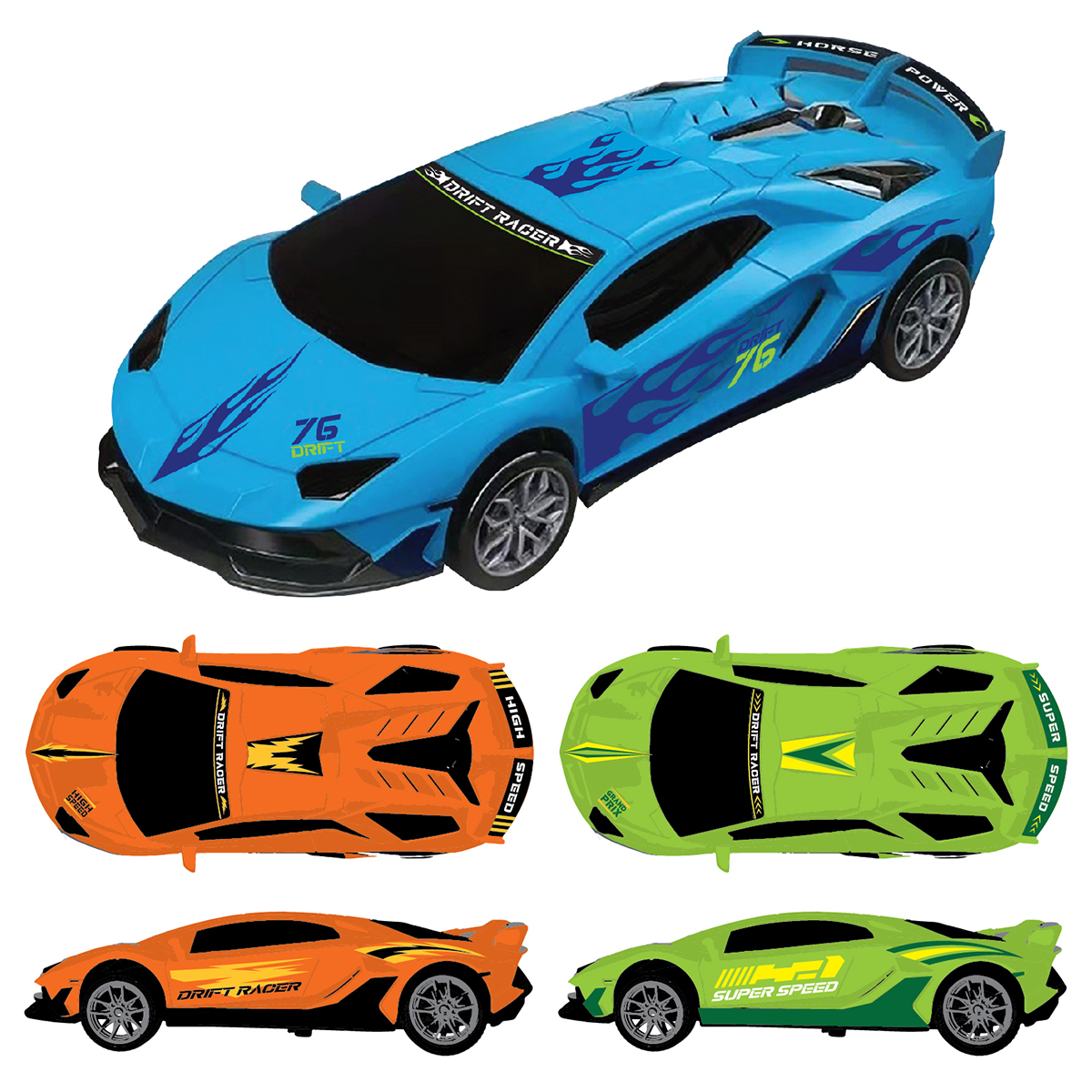 Sideways Drift Racers Friction Car Assortment - 12/Display