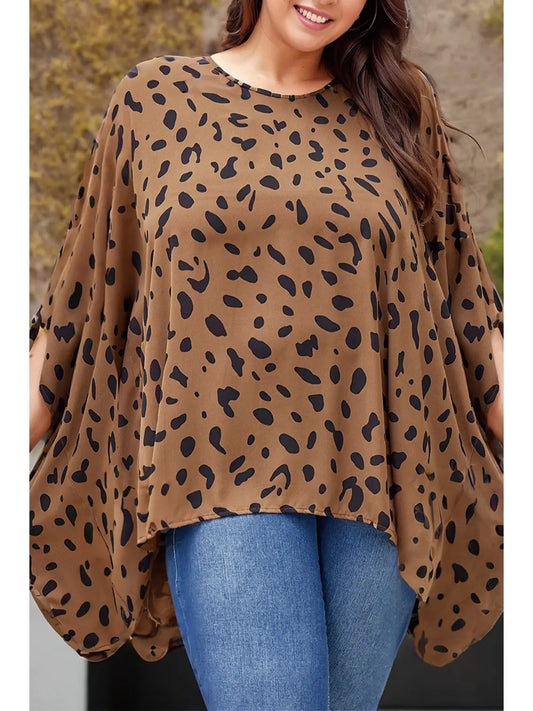 Brown Leopard plus size top