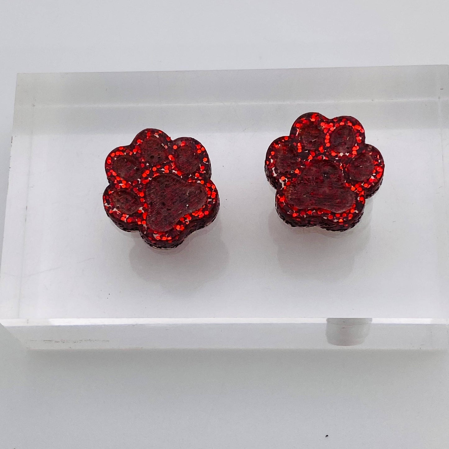 Game Day Glitter Acrylic School Spirit Paw Studs