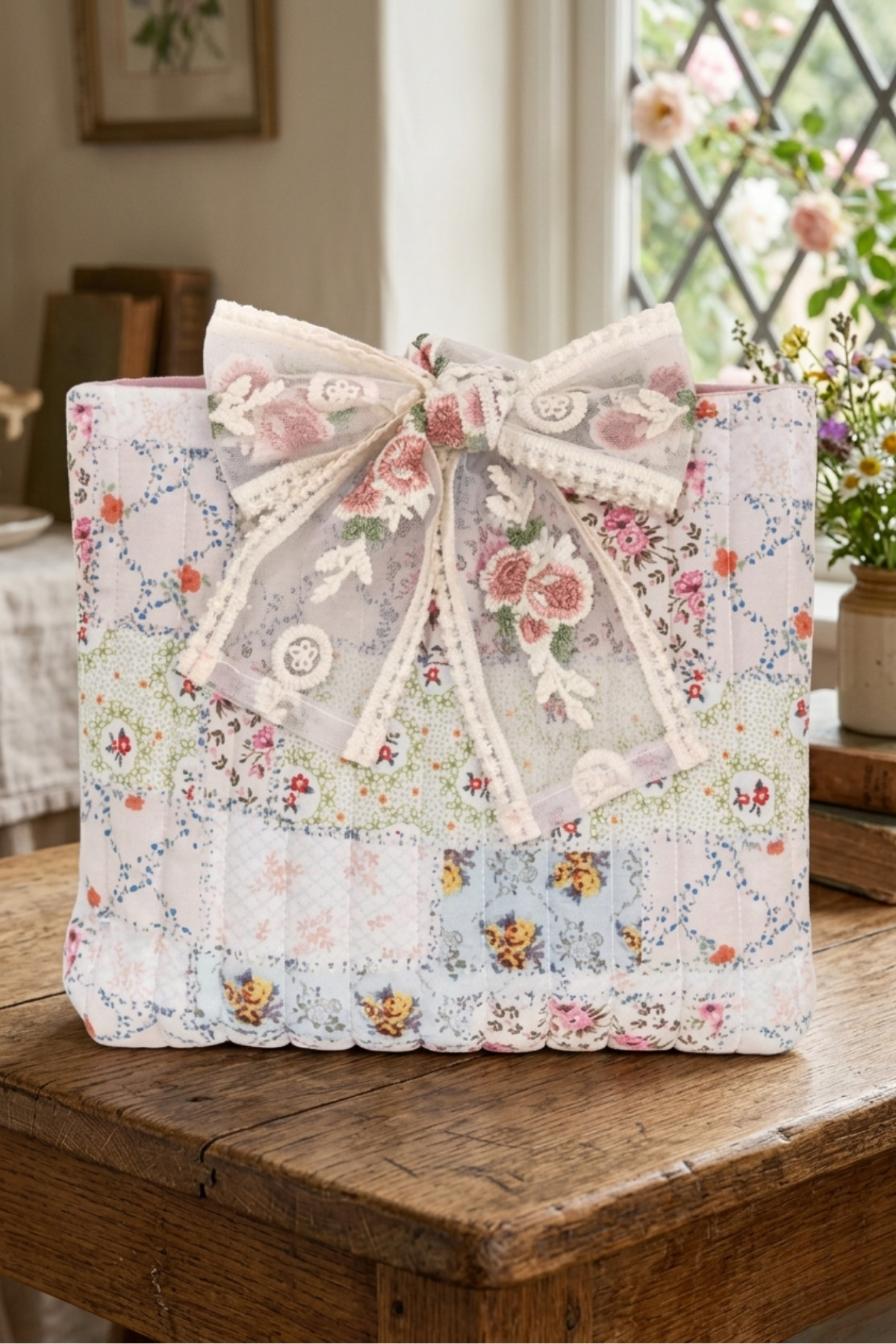 Estelle Quilted Floral Tie Bible Cover