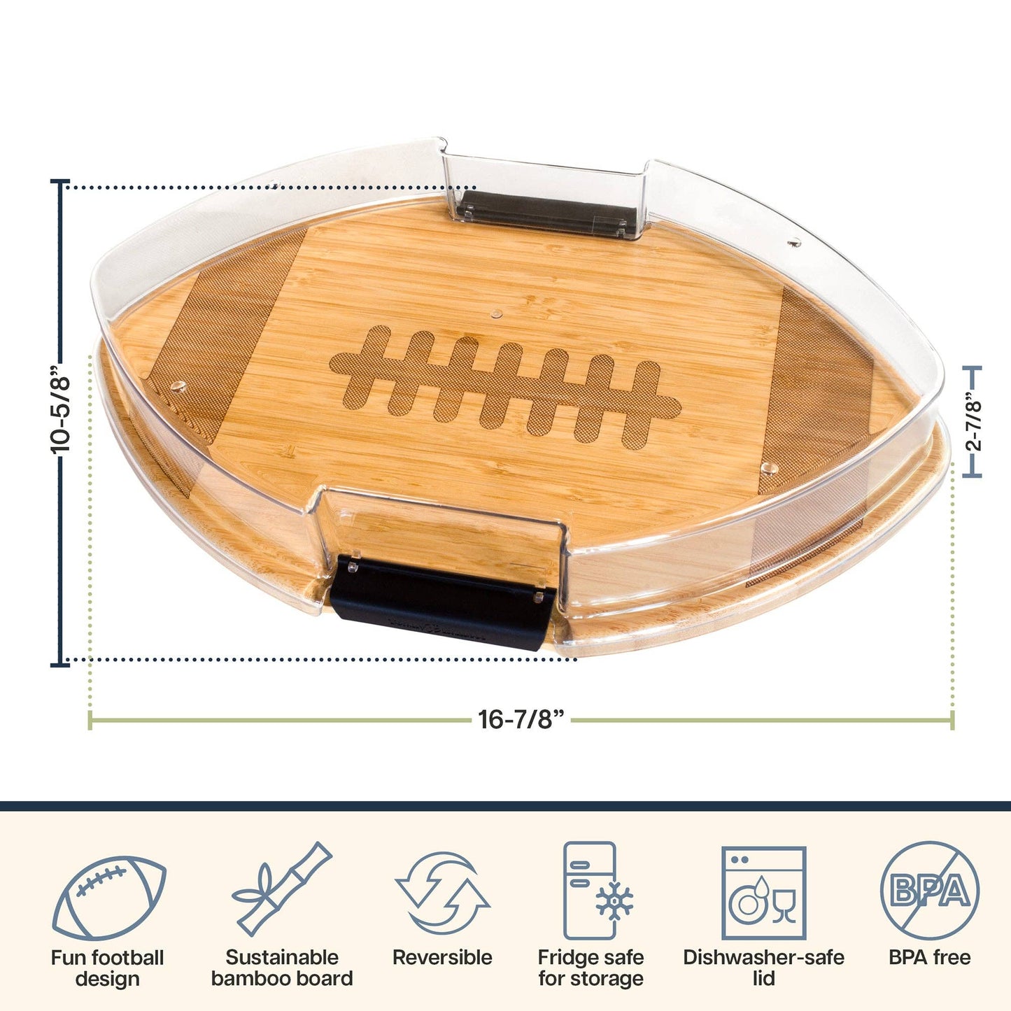 Flip, Serve & Store® Football Charcuterie Board with Lid