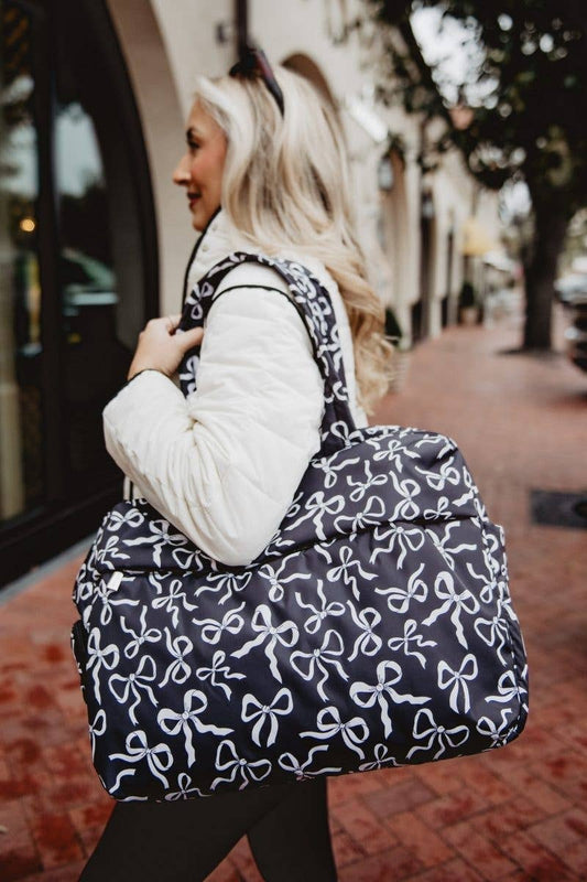 Black & White Bows All Over Weekender Bag