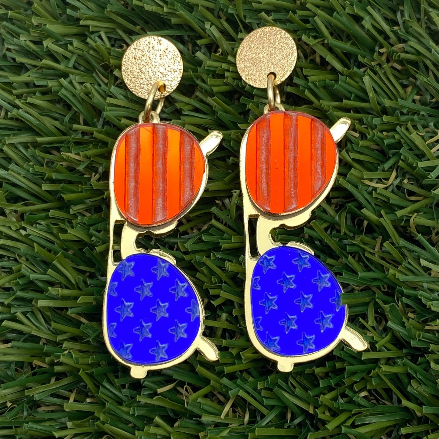 PATRIOTIC AMERICAN AVIATOR SUNGLASS MIRROR EARRINGS