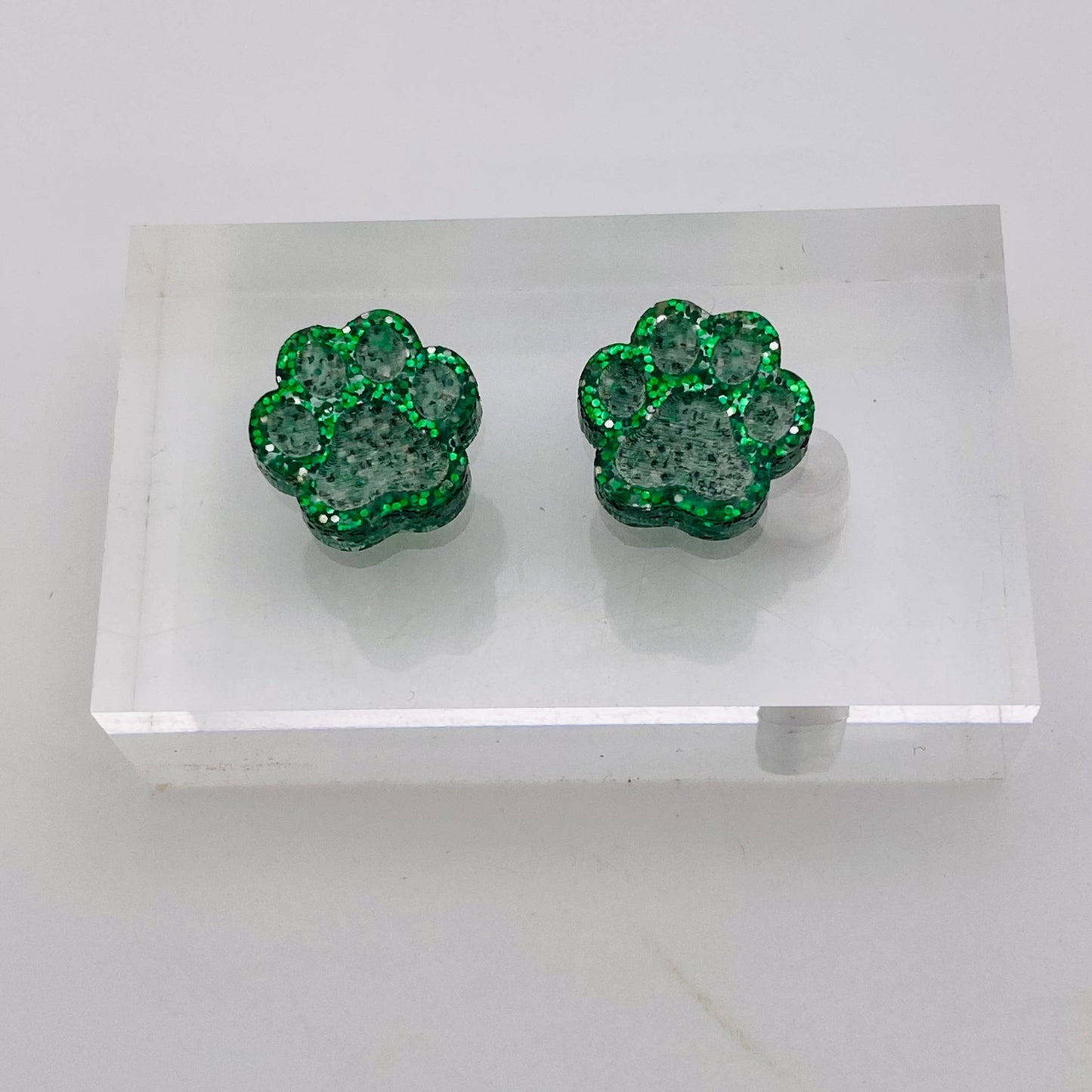 Game Day Glitter Acrylic School Spirit Paw Studs